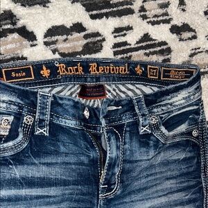 Rock Revival Dark Washed Blue Mid-Rise Straight Jeans